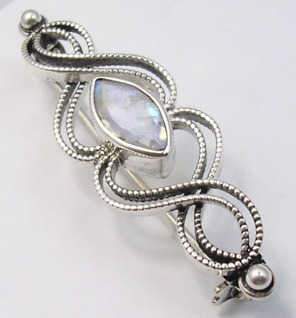 Brosa Argint 925 cu Piatra Lunii 4.7 cm lungime