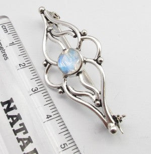 Brosa Argint 925 cu Piatra Lunii 5.1 cm lungime