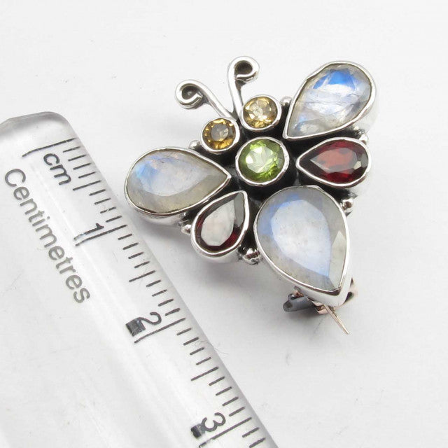 Brosa Argint 925 cu Pietre Multicolore 2.4 cm lungime