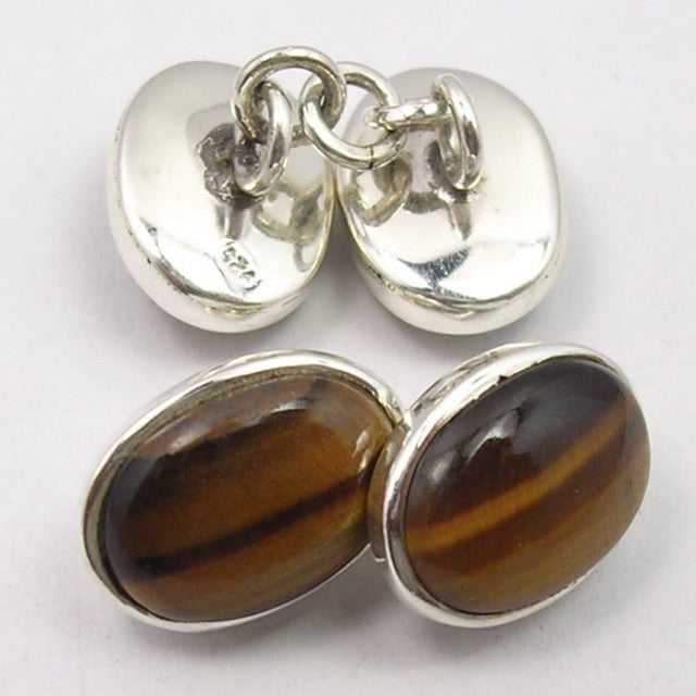 Butoni Argint 925 cu Ochi de Tigru 1.4 cm Lungime