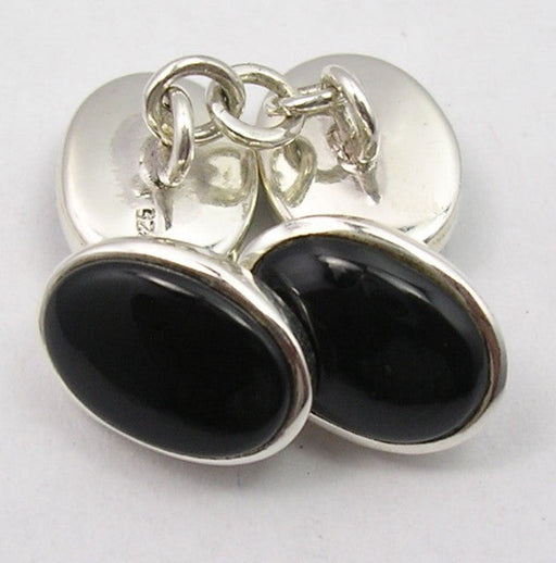 Butoni Argint 925 cu Onix Negru 1.4 cm lungime