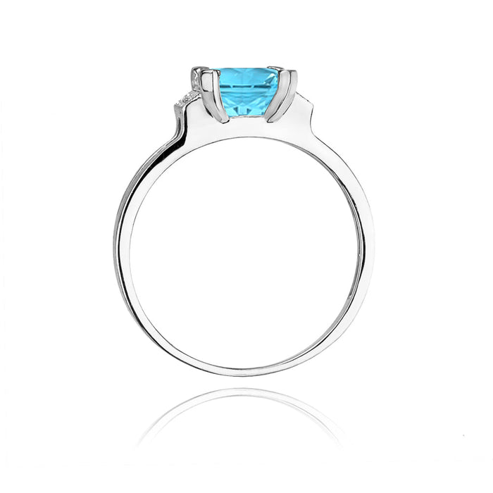 Inel Aur 14K cu Topaz 1.40 ct si Diamante Naturale 0.03 ct