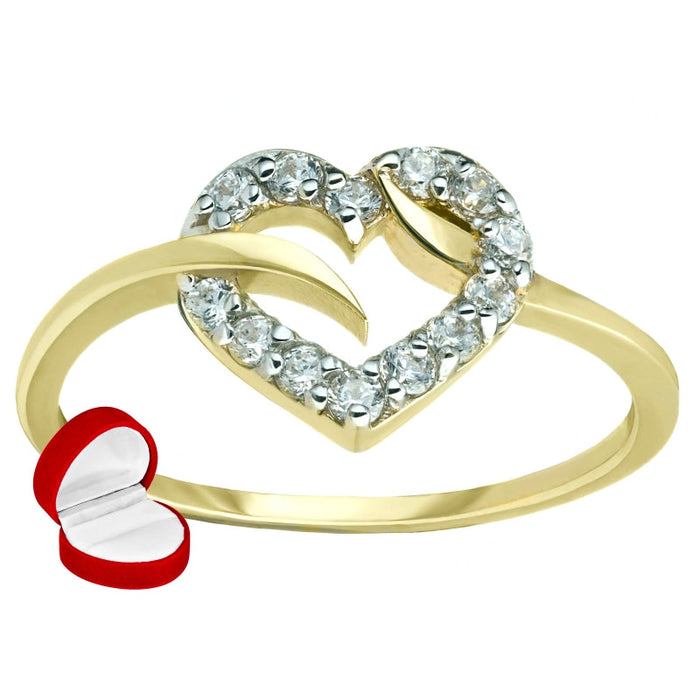 Inel Aur 8K Inimă cu Zirconii