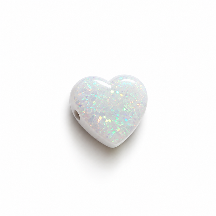 Cabochon Opal alb inima 9x9mm