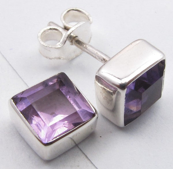 Cercei Argint 925 cu Ametist, 0.7 cm lungime