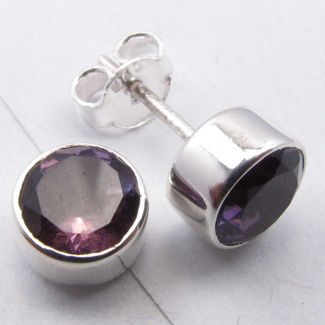 Cercei Argint 925 cu Ametist, 0.8 cm lungime