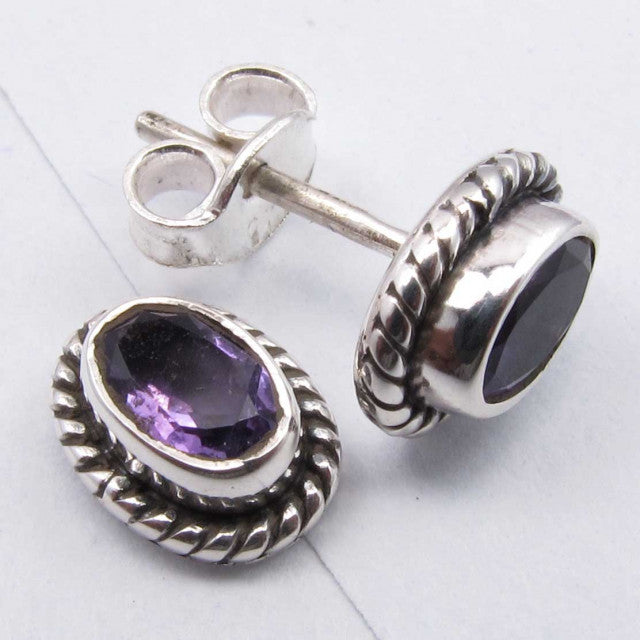 Cercei Argint 925 cu Ametist, 0.9 cm lungime