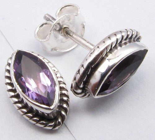 Cercei Argint 925 cu Ametist, 1,1 cm lungime