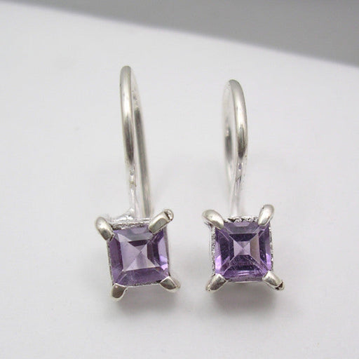 Cercei Argint 925 cu Ametist, 1.6 cm lungime
