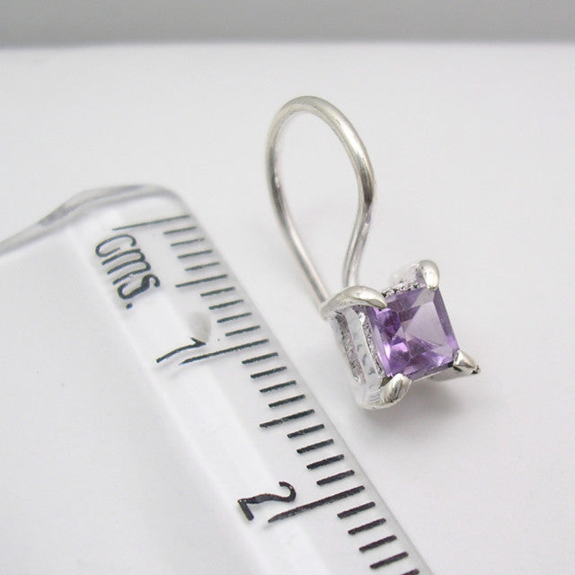 Cercei Argint 925 cu Ametist, 1.6 cm lungime