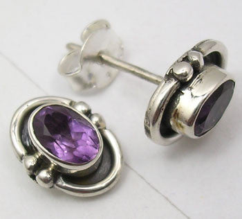 Cercei Argint 925 cu Ametist, 1 cm lungime