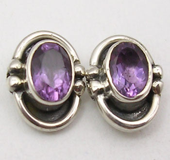 Cercei Argint 925 cu Ametist, 1 cm lungime