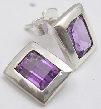Cercei Argint 925 cu Ametist, 1cm lungime