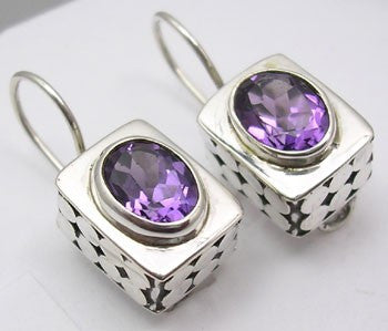 Cercei Argint 925 cu Ametist, 2.1 cm lungime