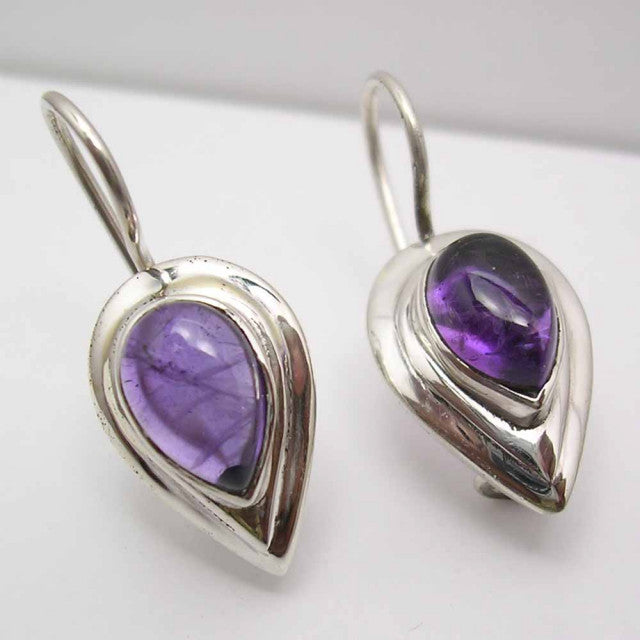 Cercei Argint 925 cu Ametist, 2.5 cm lungime