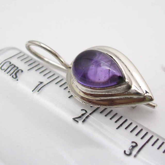 Cercei Argint 925 cu Ametist, 2.5 cm lungime