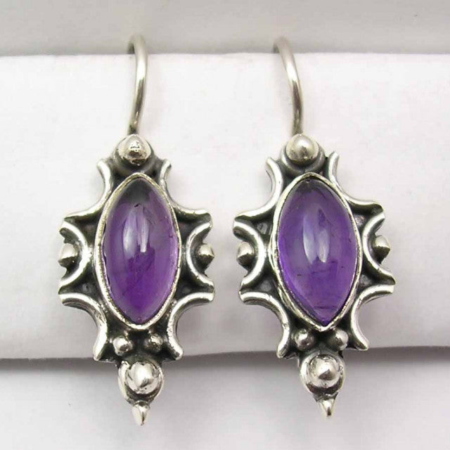 Cercei Argint 925 cu Ametist, 2.6 cm lungime