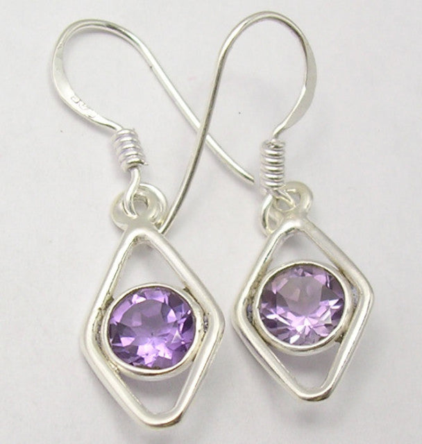 Cercei Argint 925 cu Ametist, 3,2 cm lungime