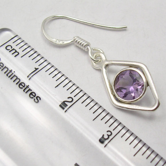 Cercei Argint 925 cu Ametist, 3,2 cm lungime
