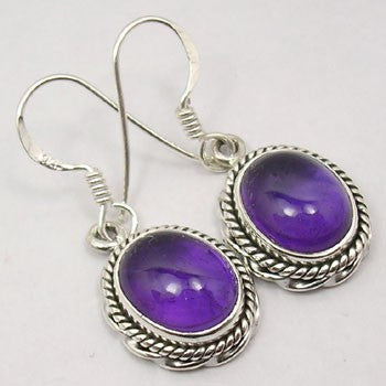 Cercei Argint 925 cu Ametist, 3.3 cm lungime