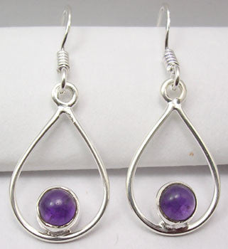 Cercei Argint 925 cu Ametist, 3.5 cm lungime