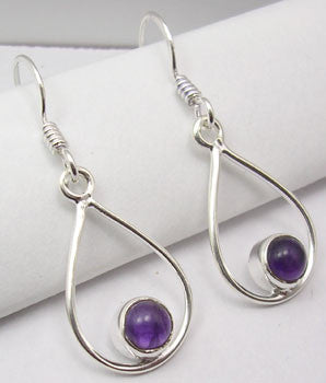Cercei Argint 925 cu Ametist, 3.5 cm lungime