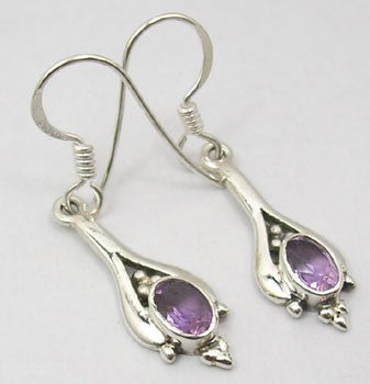 Cercei Argint 925 cu Ametist, 3,6 cm lungime