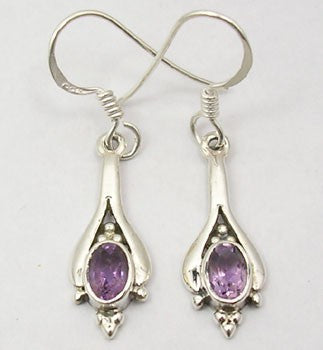Cercei Argint 925 cu Ametist, 3,6 cm lungime