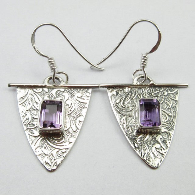 Cercei Argint 925 cu Ametist 3,7 cm lungime