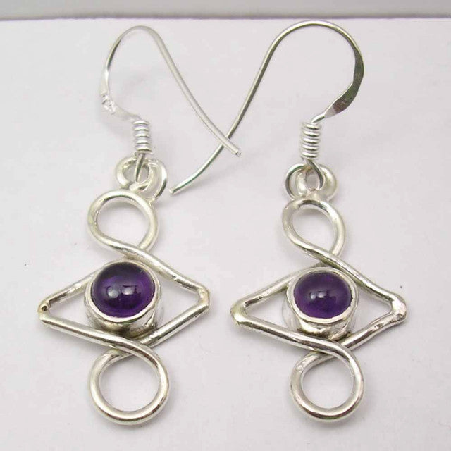 Cercei Argint 925 cu Ametist, 3.7 cm lungime
