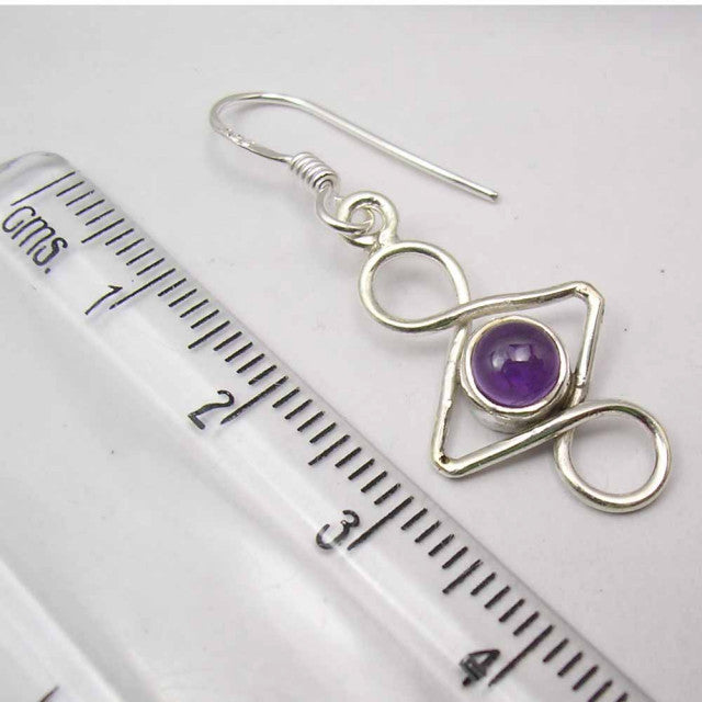 Cercei Argint 925 cu Ametist, 3.7 cm lungime