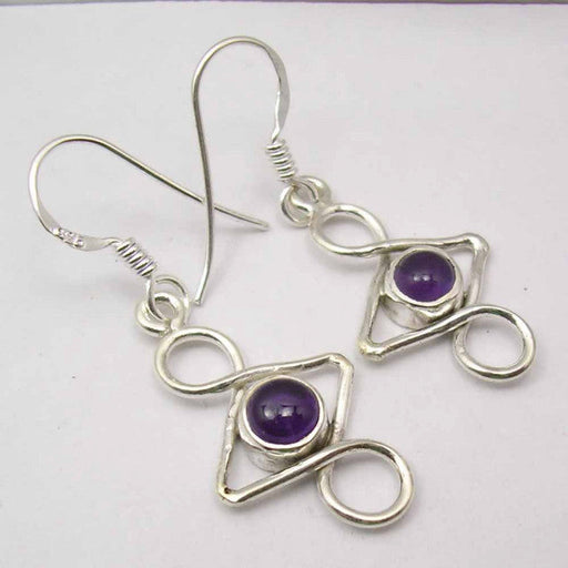 Cercei Argint 925 cu Ametist, 3.7 cm lungime