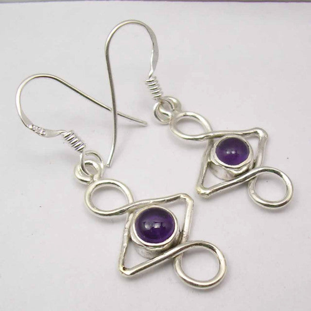 Cercei Argint 925 cu Ametist, 3.7 cm lungime