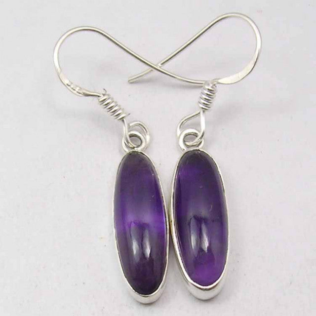 Cercei Argint 925 cu Ametist, 3.7 cm lungime