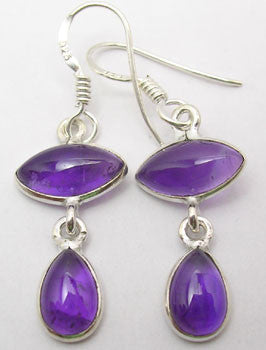 Cercei Argint 925 cu Ametist, 3.8 cm lungime