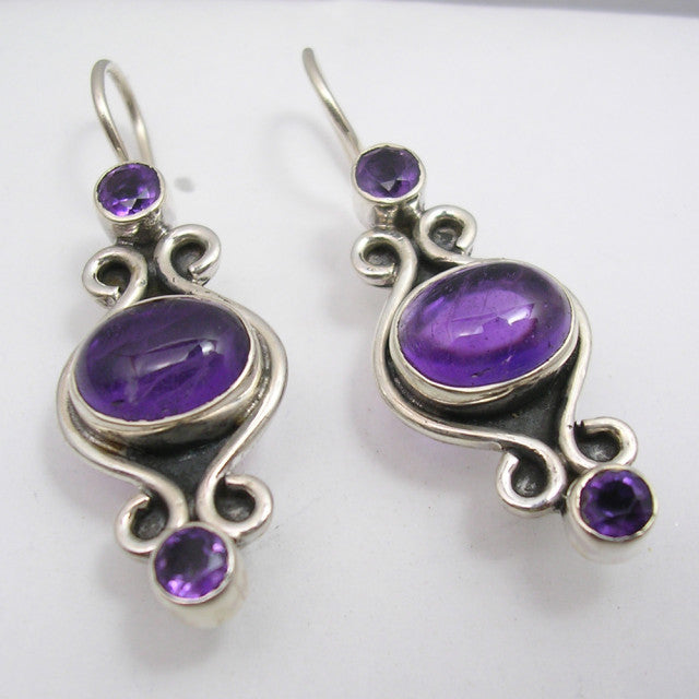 Cercei Argint 925 cu Ametist, 3,8 cm lungime