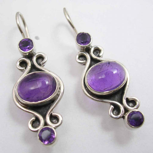 Cercei Argint 925 cu Ametist, 3,8 cm lungime