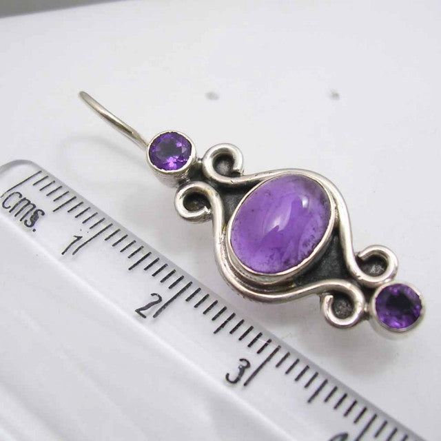 Cercei Argint 925 cu Ametist, 3,8 cm lungime