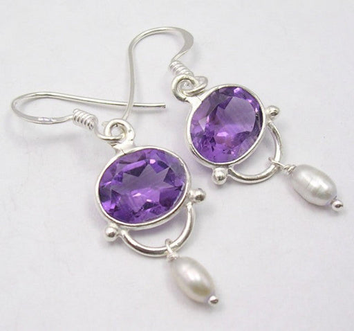 Cercei Argint 925 cu Ametist, 3.9 cm lungime