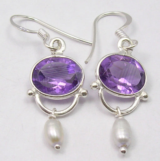 Cercei Argint 925 cu Ametist, 3.9 cm lungime
