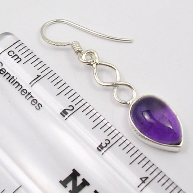 Cercei Argint 925 cu Ametist, 4.1 cm lungime
