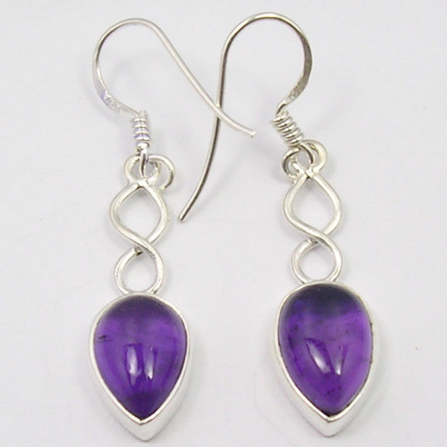Cercei Argint 925 cu Ametist, 4.1 cm lungime
