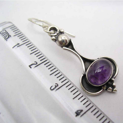 Cercei Argint 925 cu Ametist , 4.2 cm lungime