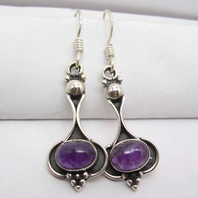 Cercei Argint 925 cu Ametist , 4.2 cm lungime
