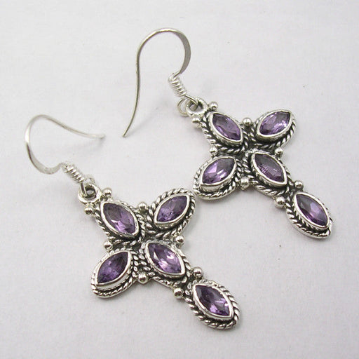 Cercei Argint 925 cu Ametist, 4.3 cm lungime