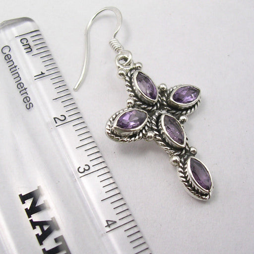 Cercei Argint 925 cu Ametist, 4.3 cm lungime
