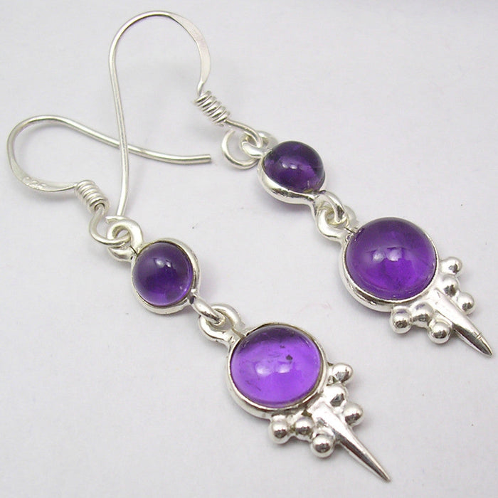 Cercei Argint 925 cu Ametist 4.4 cm lungime