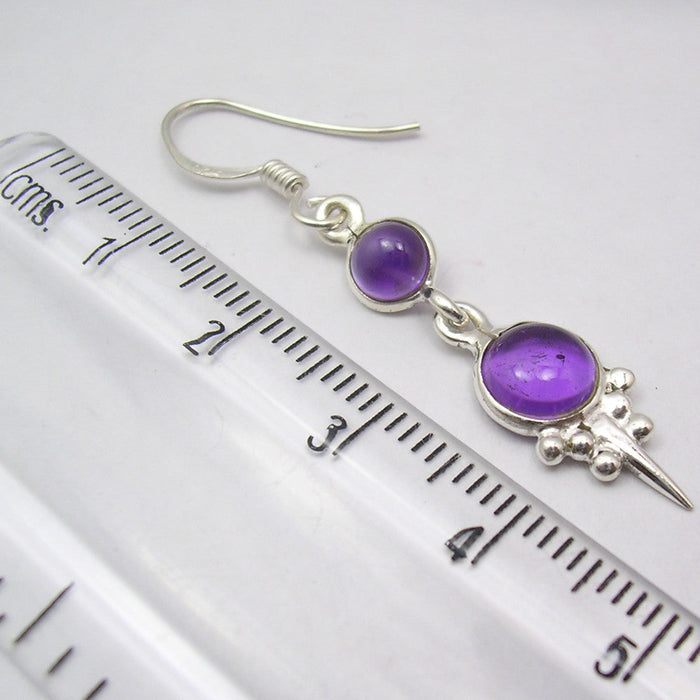 Cercei Argint 925 cu Ametist 4.4 cm lungime