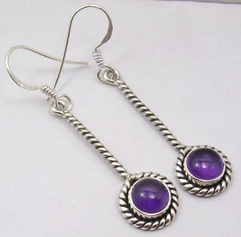 Cercei Argint 925 cu Ametist, 4.6 cm lungime