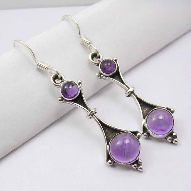 Cercei Argint 925 cu Ametist 4.6 cm lungime